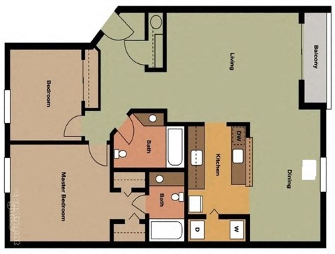 a floor plan of a house with a bedroom and a living room